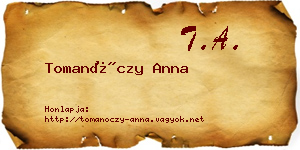 Tomanóczy Anna névjegykártya